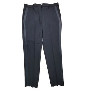 Gerard Darel Women’s Mid Rise Wool Modern Fit Straight Leg Tuxedo Pants Size Lrg